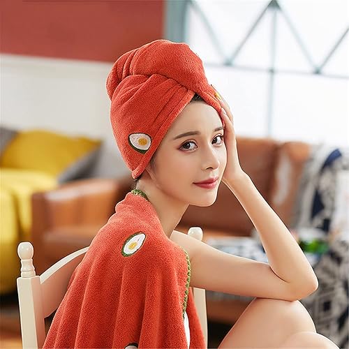 Miniatura 2 de Toalla colorida para el cabello con patrón de aguacate, súper absorbente, de secado rápido, antiencrespamiento, turbante de microfibra suave para