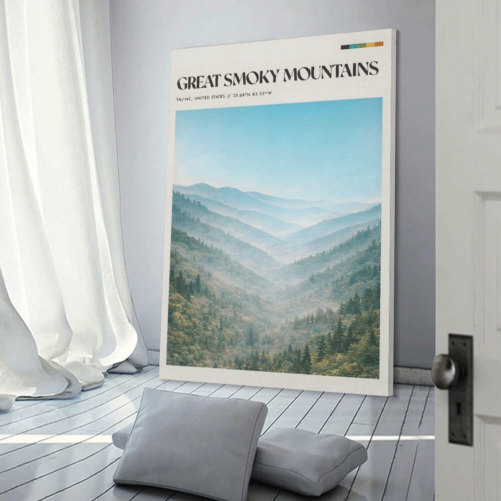 Junmoney Frame-Style-15 Great Smoky Mountains Landscape Canvas Art Print 20X30inch(50X75cm), For Front Hall, Corridor Or Welcome Spaces, Home Artwork For First Impressions