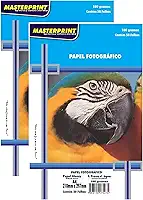 Masterprint Papel A4, Brilhante, Branco, 180g, 100 Folhas, Dimensões 21 x 29,7 cm