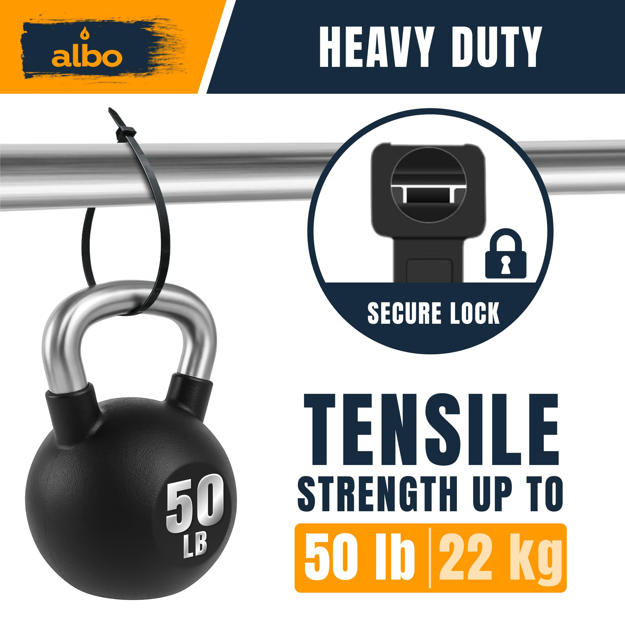ALBO Lot de 1000 attaches éclair noires de 30,5 cm de long en nylon épais de 0,5 cm de long – Résistantes aux UV – Pour intérieur et extérieur