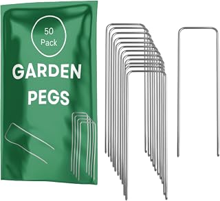 Green Thumbz Garden Pegs - (50 Pack) 4 inch Anti-Rust Weed Membrane Pegs - Galvanised Garden Pegs for Weed Control Membrane, Artificial Grass, Garden Fleece or Garden Netting
