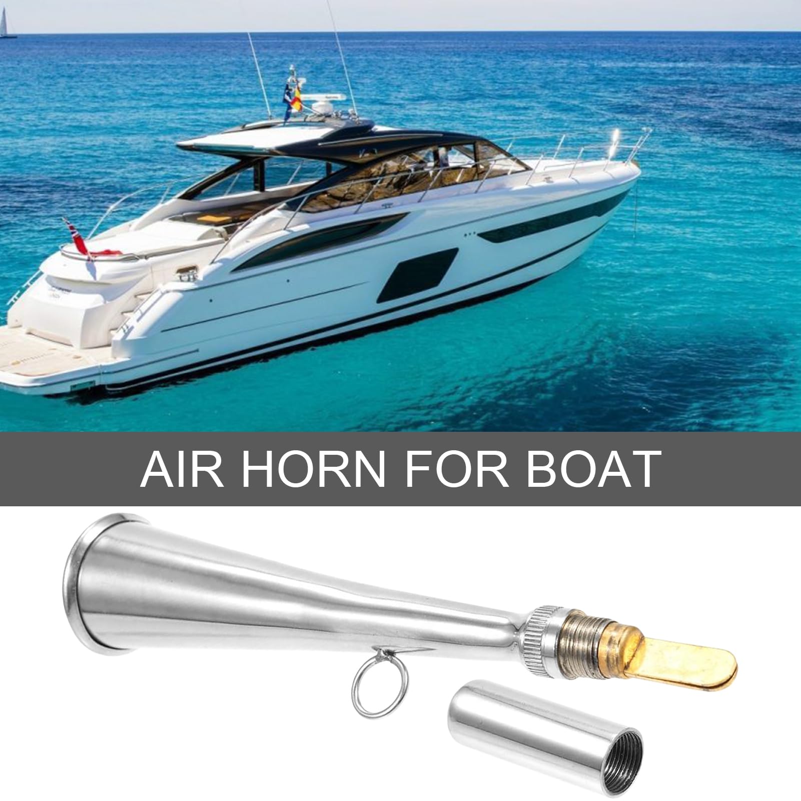 ad aria per barca, da campeggio, in acciaio inox, per marine, molto rumoroso, tromba ad aria portatile per la sicurezza per eventi sportivi, allarme animali