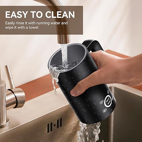 Miniatura 4 de Snailar Espumador de leche, vaporizador de leche eléctrico de acero inoxidable de 10 onzas, máquina de espuma fría y caliente 4 en 1 para latte,