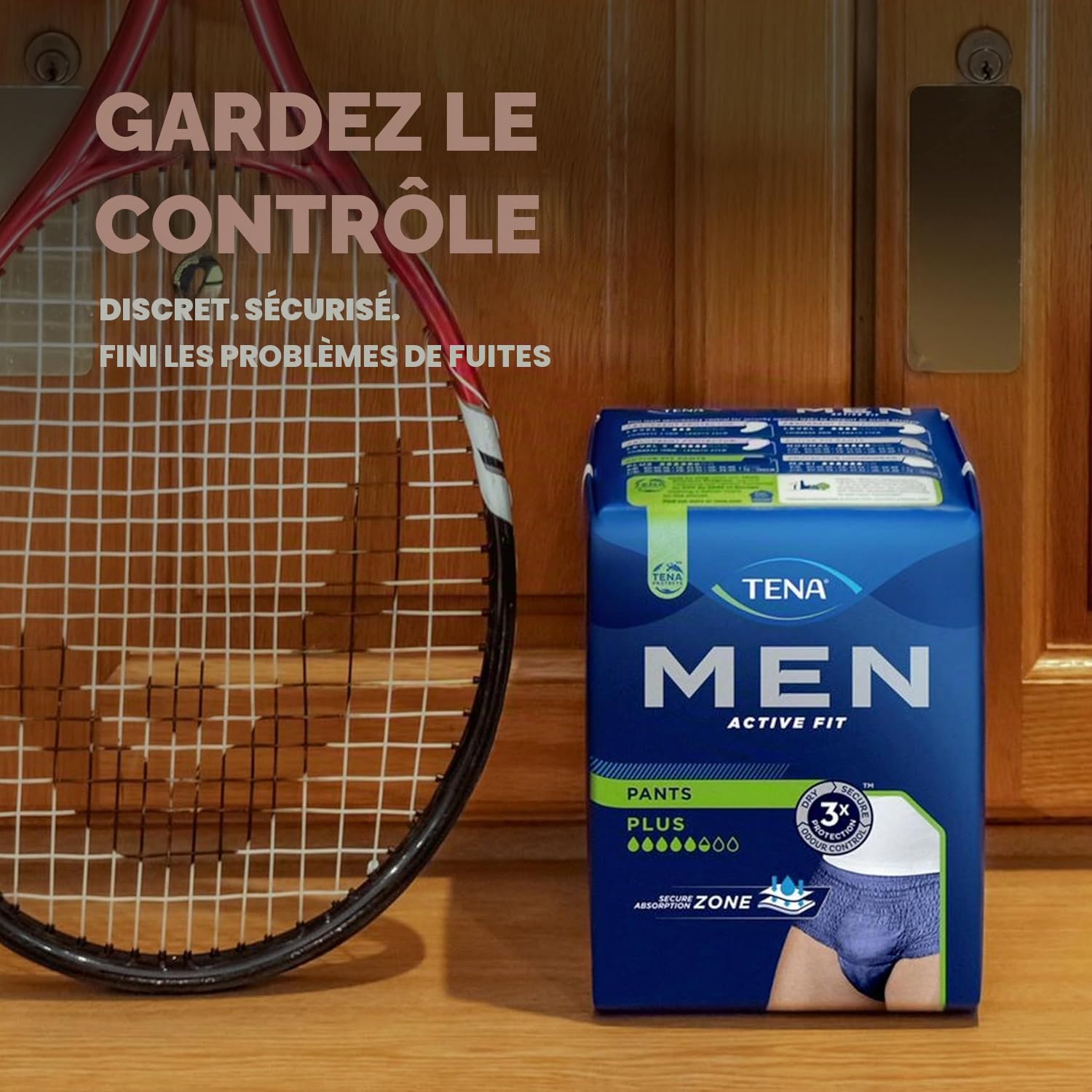 TENA Men Active Fit Sous-vêtements Absorbants Jetables Incontinence Homme - Pour Fuites Urinaires Modérées à Fortes - Taille L / XL - 32 Sous-vêtements (Pack 1 mois)