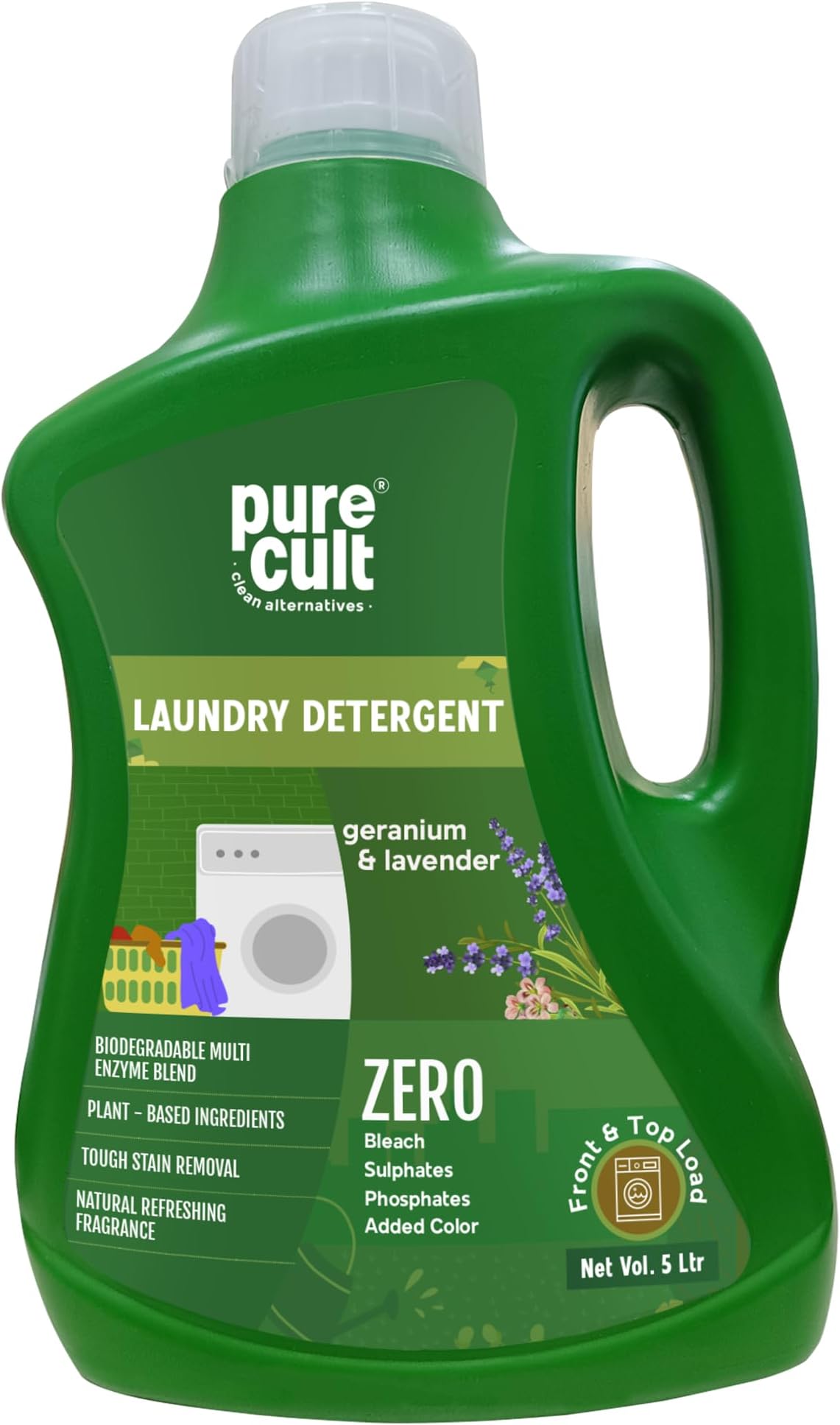 Liquid Laundry Detergent | Geranium & Lavender Essential Oils | Non-Toxic, Plant-Based | Lab-Tested for Color Protection, Fade Resistance | For Top Load, Front Load & Hand Wash (5 Litre)