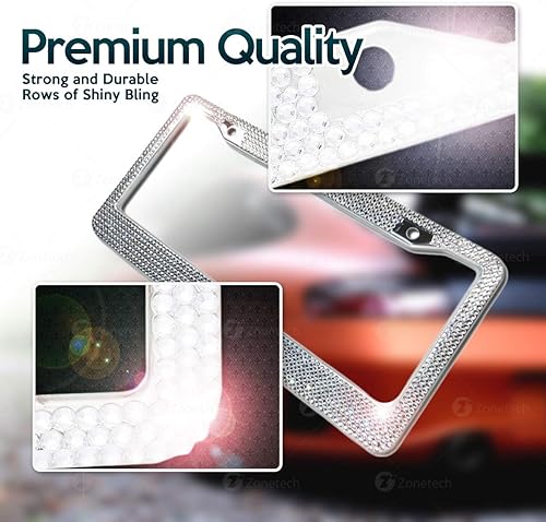 Miniatura 2 de Zone Tech - Marco brillante para matrícula, paquete de 2 unidades, marco de matrícula con tornillos de montaje