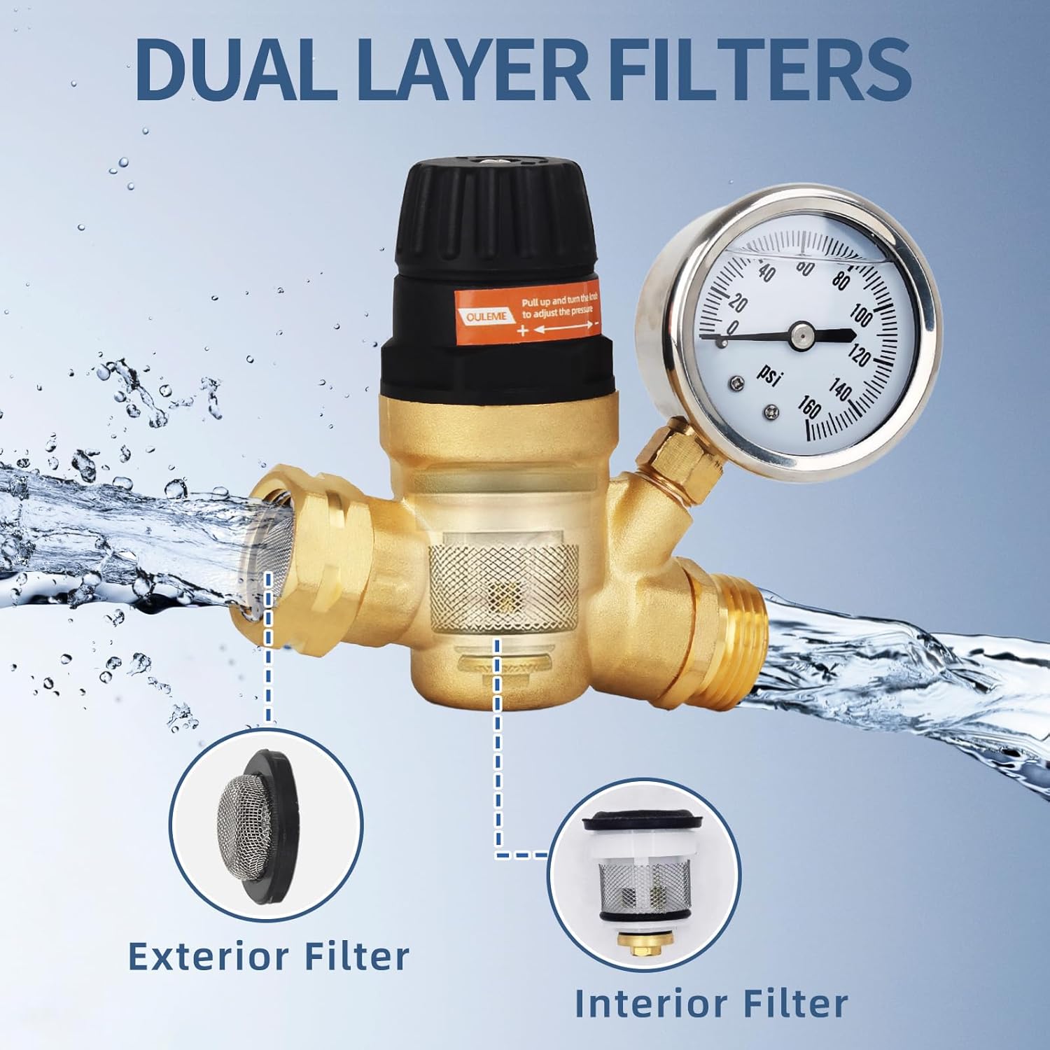OULEME Premium 35ft RV Fresh Drinking Water Hose & Water Pressure Regulator with Hose Storage Bag