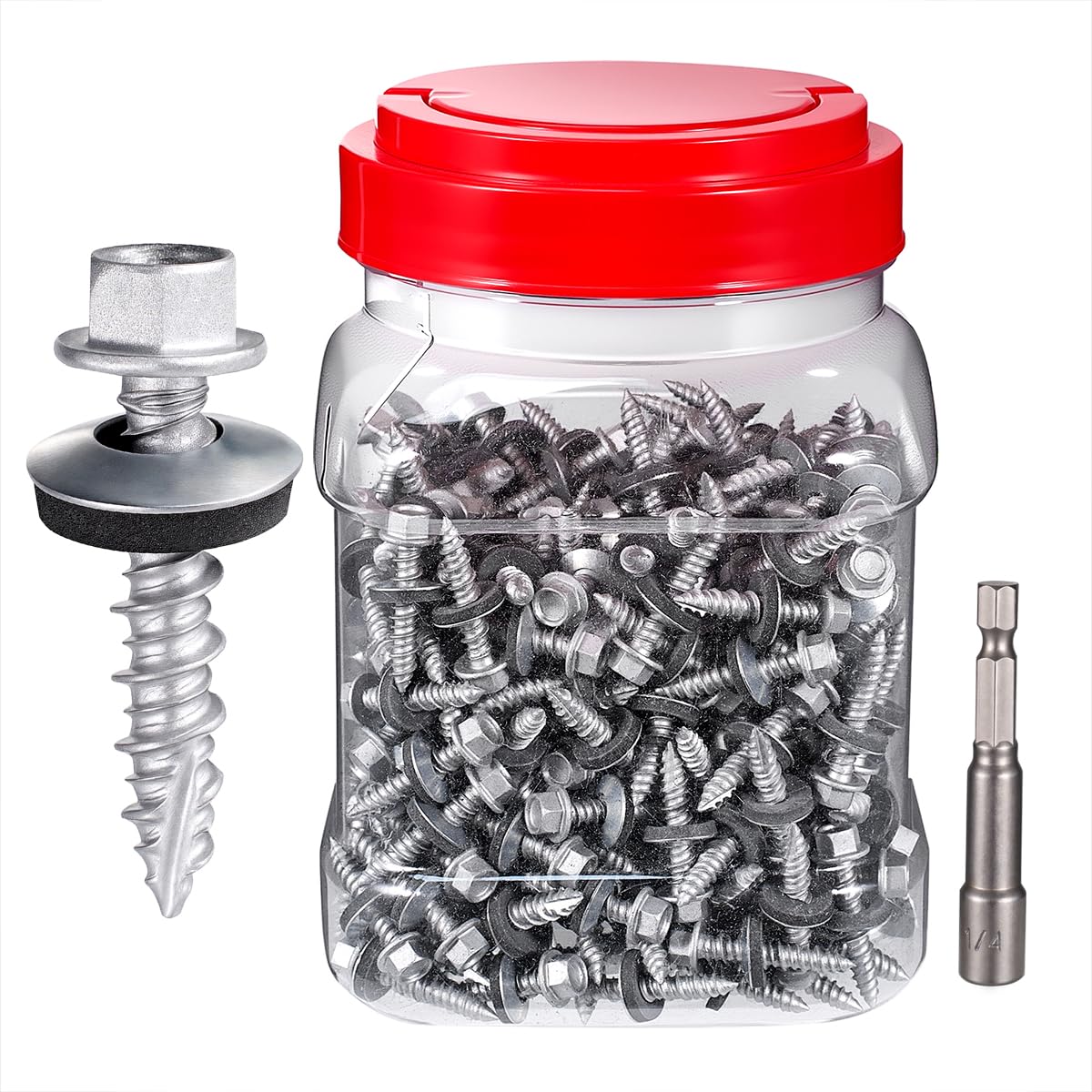 Silver Roofing Screws - 50 Pack #10x1-1/2 -12