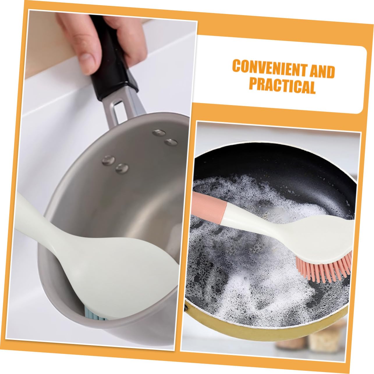 Juego De Cepillos para Lavar Platos Antiadherente 2 Piezas De Silicona TPR Rosa y Azul Mango Ergonómico para Fregadero De Cocina Limpieza Eficaz De Ollas y Sartenes Uso Doméstico