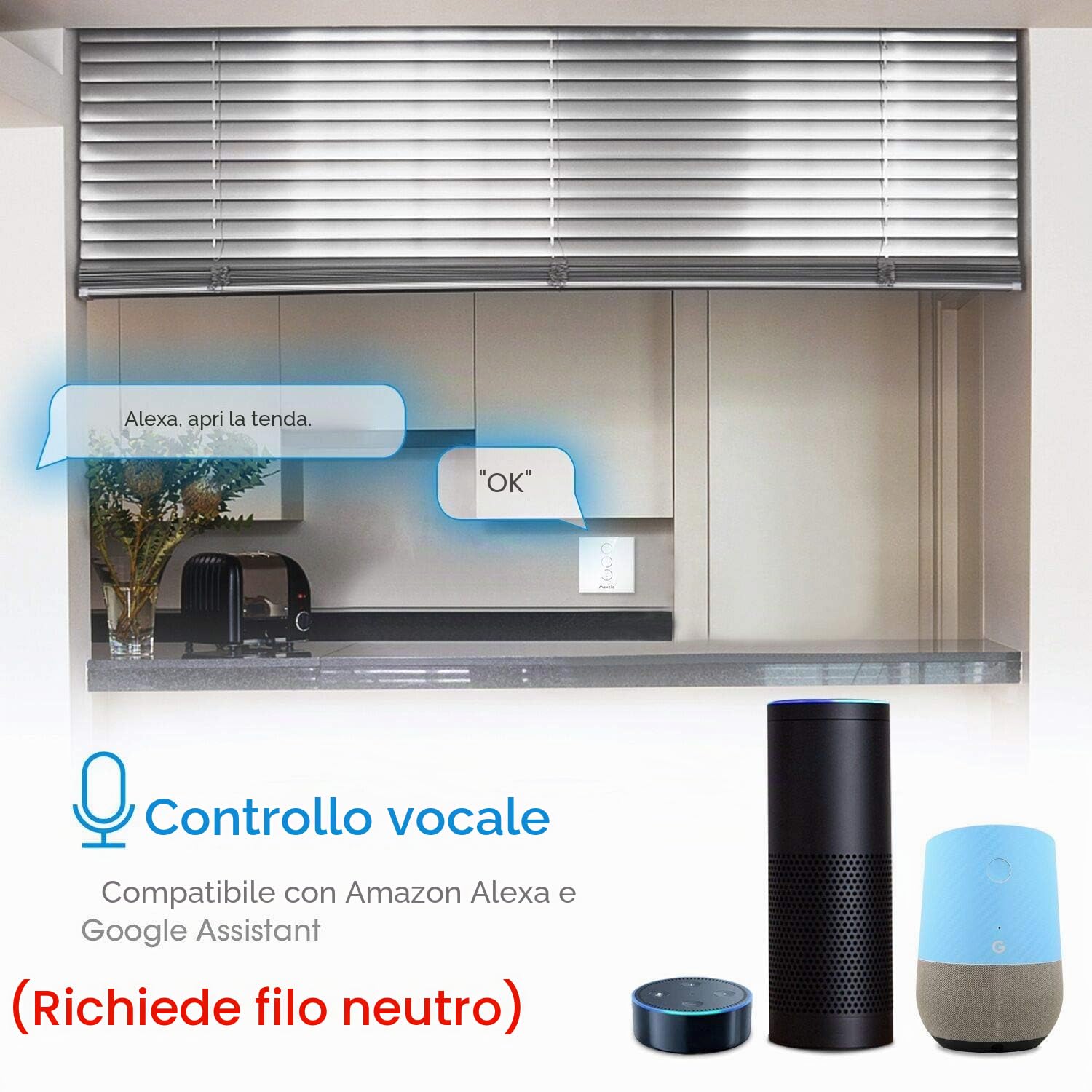 Maxcio Maxcio - Timer intelligente per tapparelle, compatibile con Alexa e Google Home, telecomando APP e funzione timer, interruttore touch (2 pezzi)