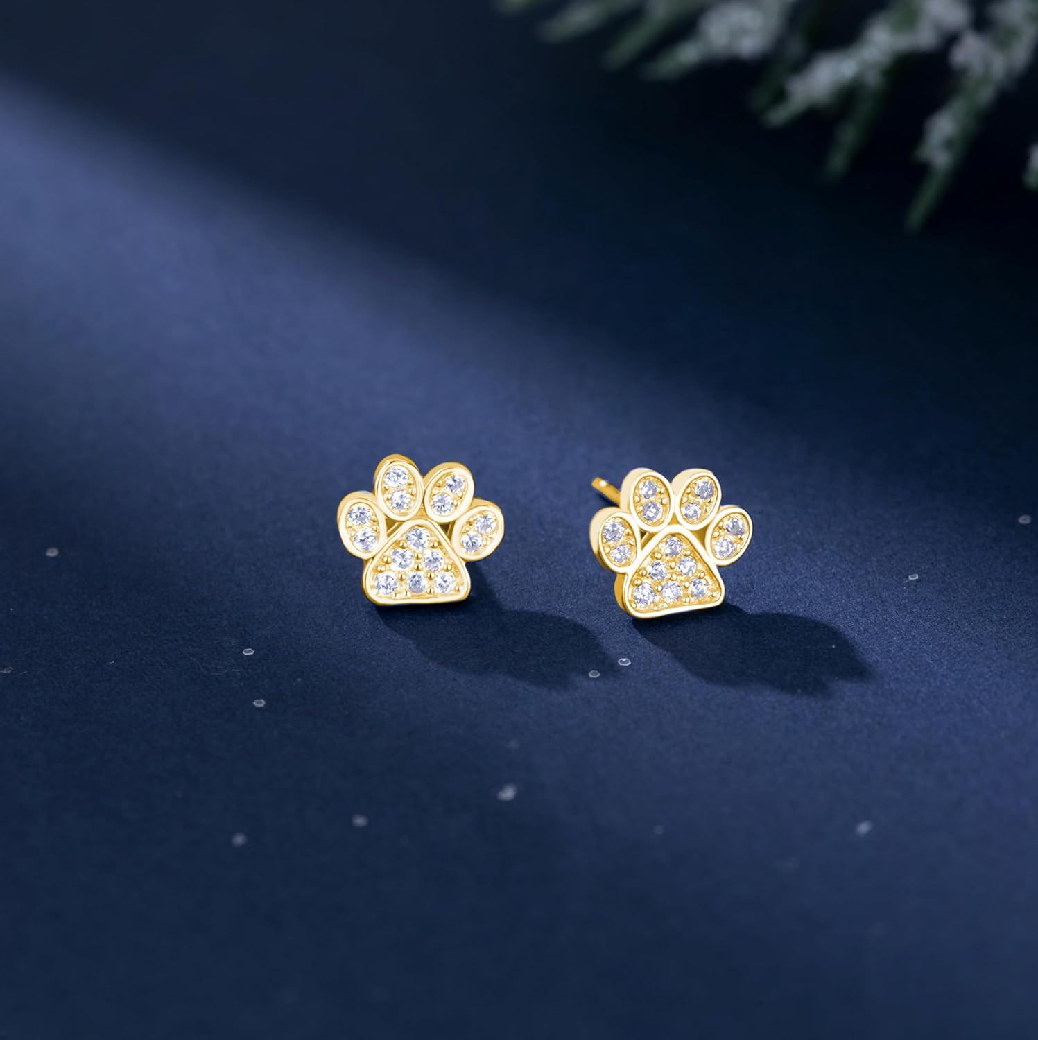 SLUYNZ Sterling Silver Dog Cat Paw Earrings Studs for Women Teens CZ Cute Paw Earrings Stud - Image 6