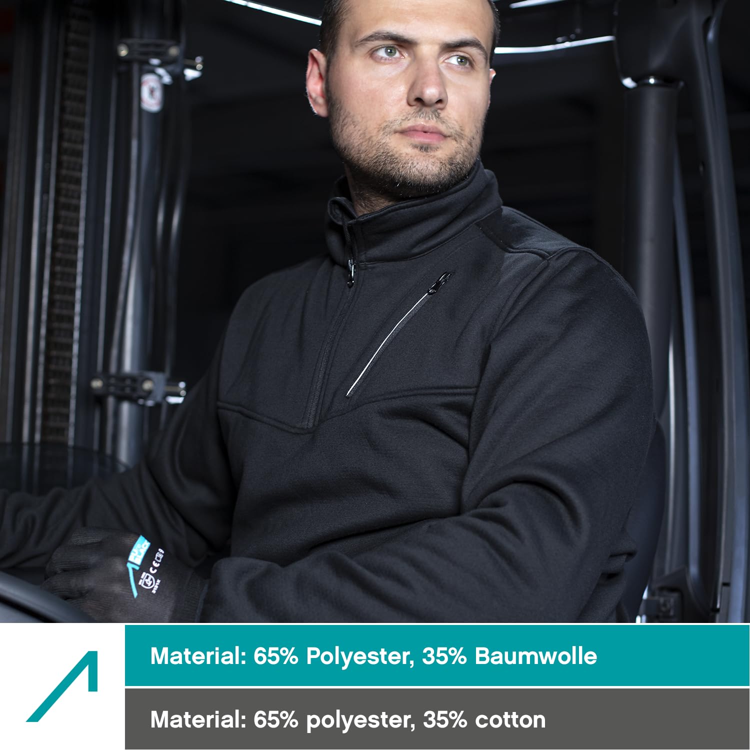 ACE Handyman Pull de Travail - Doublure Chaude en Polaire & Fermeture éclair - 35% Coton - S - 4XL