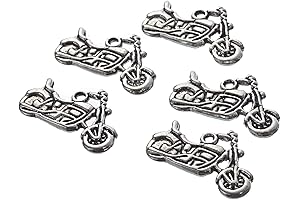 HOUSWEETY Motorcycle Charm Pendants, 30 Pack Silver Tone Vintage Biker Jewelry Making Supplies, 24x14mm