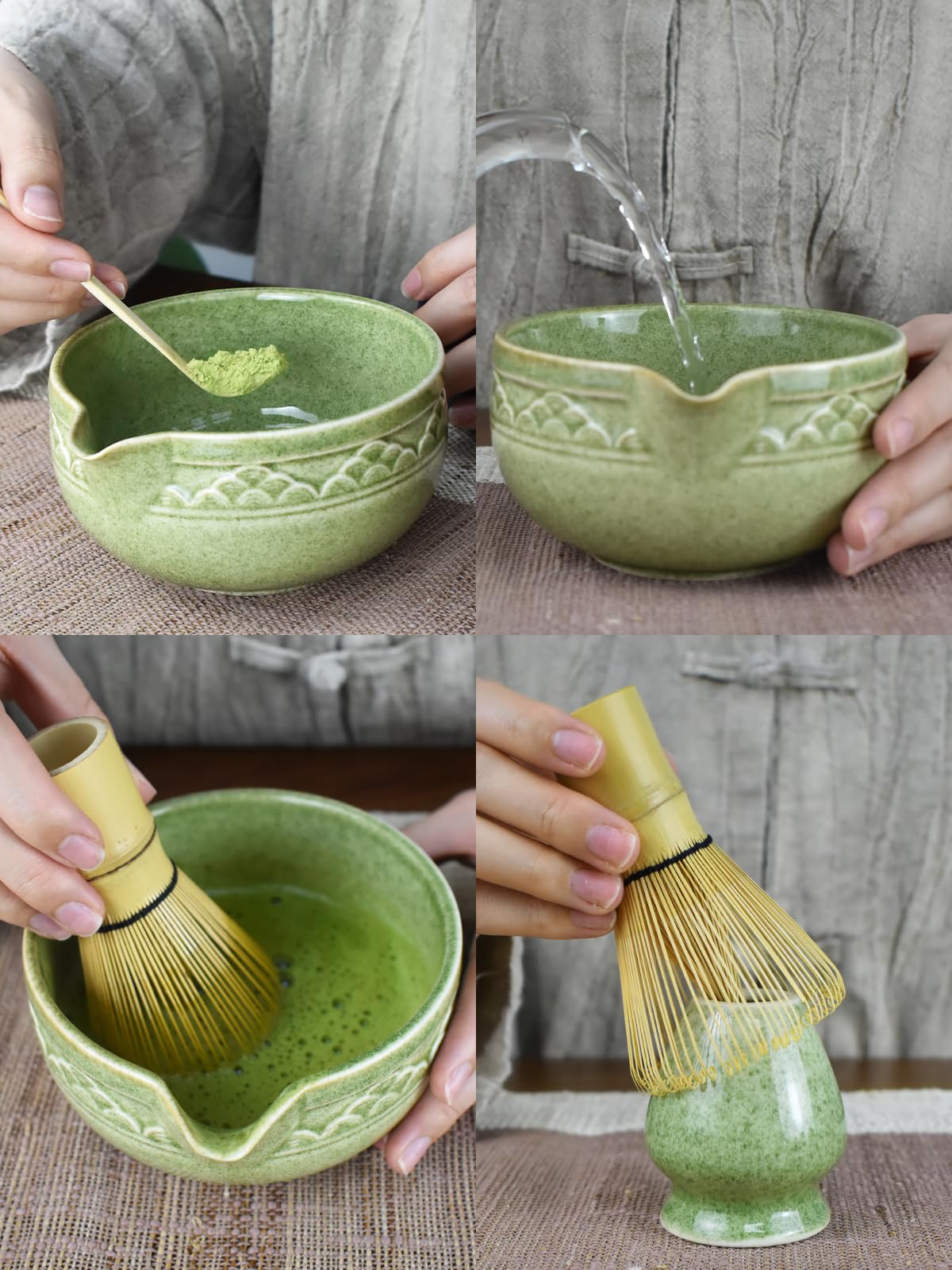 2 Pcs Brown Bamboo Matcha Scoop Japanese Chashaku Hooked Green Tea
