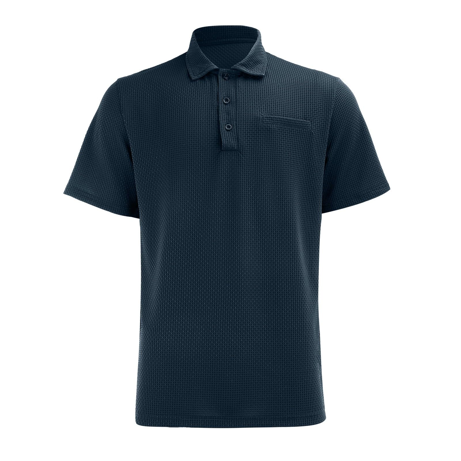 riou Polos Breeze Hombre Manga Corta - Barriga Cervecera, Elástica y Secado Rápido, Cuello Texturizado para Golf y Casual Trabajo Transpirable Ultra Cómoda