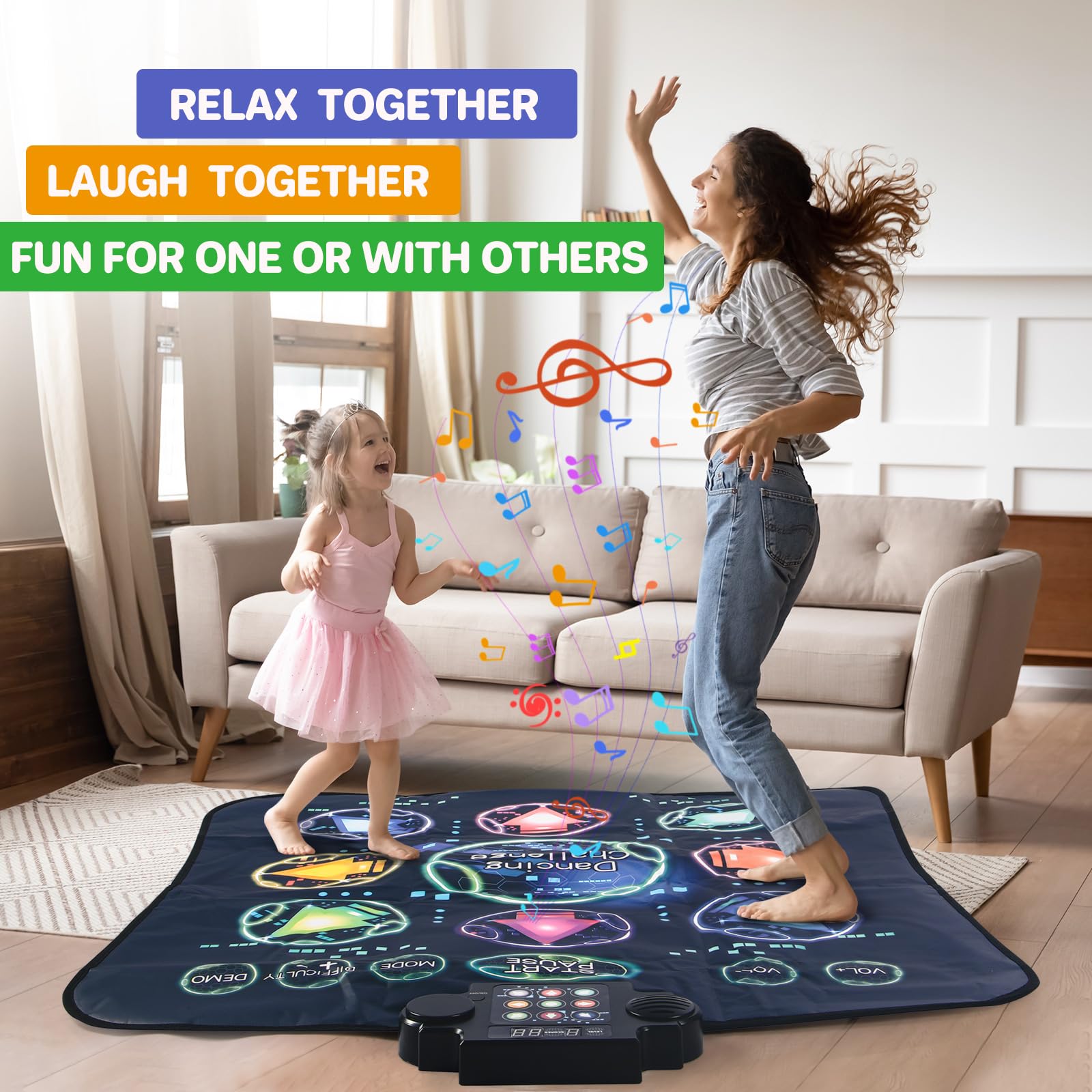 Tapete de baile, mezclador electrónico de baile, tapete de juego de ritmo, tapete de baile para niñas y niños, regalo de Navidad/festival/cumpleaños para niños, música integrada, 24 niveles de 2