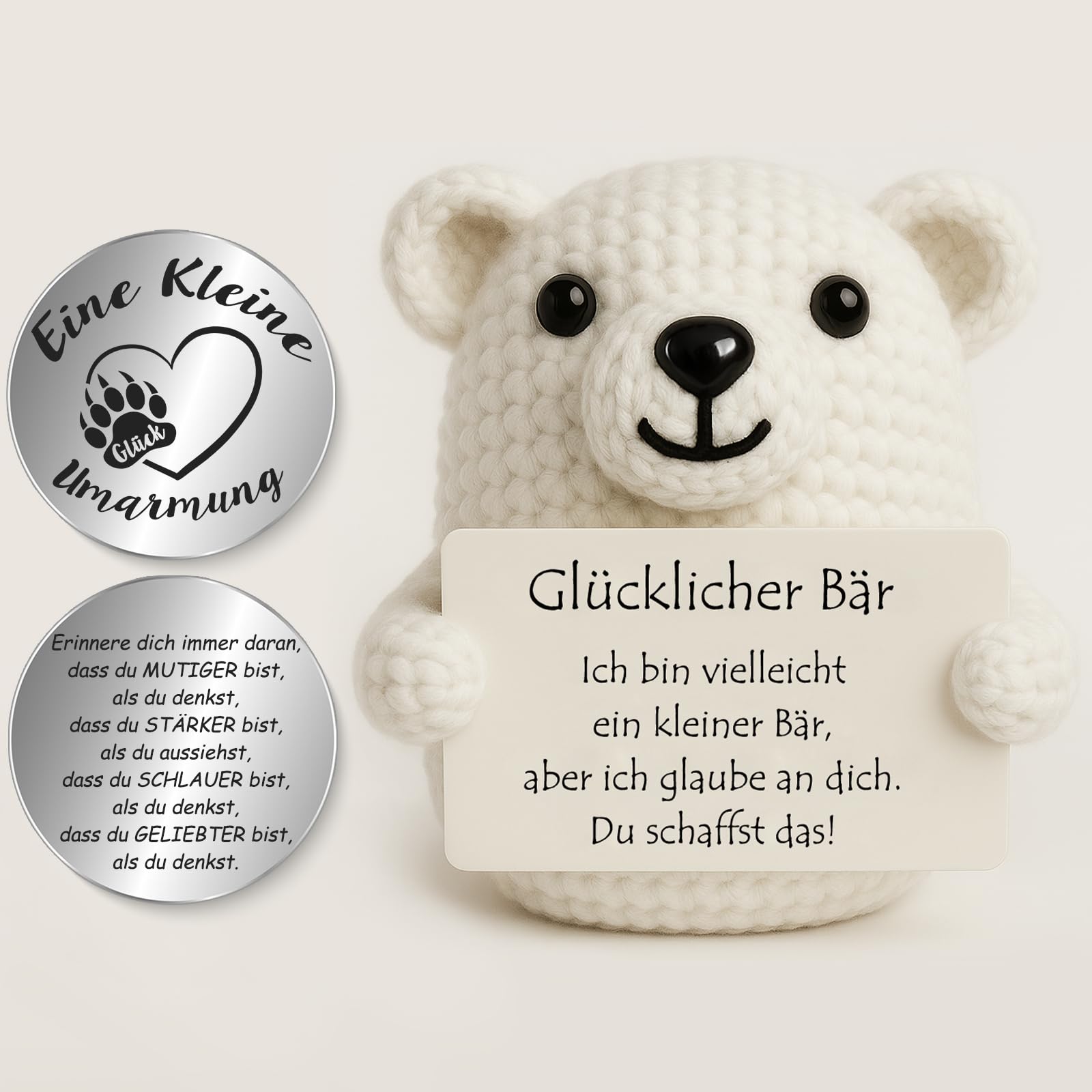 Tixlux Pocket Hug Fröhlicher Pinguin, Kreative Strickwolle Pinguin Dekofigur und Kleine Umarmung Glücksbringer, MutmacherGeschenk, Gute Besserung Geschenk, Weihnachten