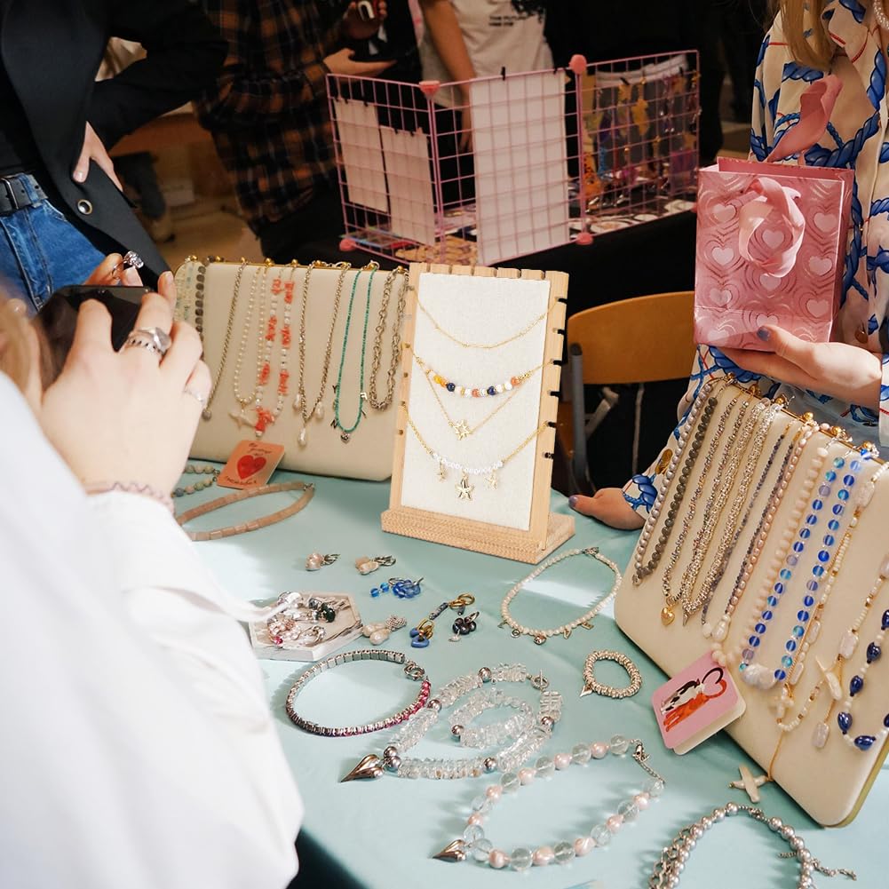 PH PandaHall 2 Ensembles Présentoir à Colliers en Bois Porte Colliers Présentoir Multiple Organisateur de Bijoux Support avec Panneau en Velours pour Vendeurs Magasins Vente au Détail