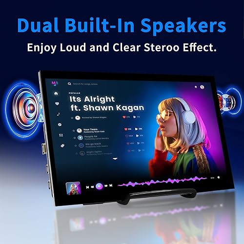 Miniatura 3 de Pantalla Raspberry Pi, monitor táctil de 10.1 pulgadas, monitor HDMI 1024 x 600, pantalla LCD IPS, altavoces duales integrados para Raspberry Pi