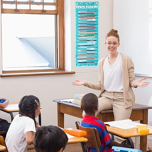 Vista 14 de Sabary Organizador de lápices para estacionamiento, organizador de lápices, tela de nailon con ojales y tira magnética para niños, profesores