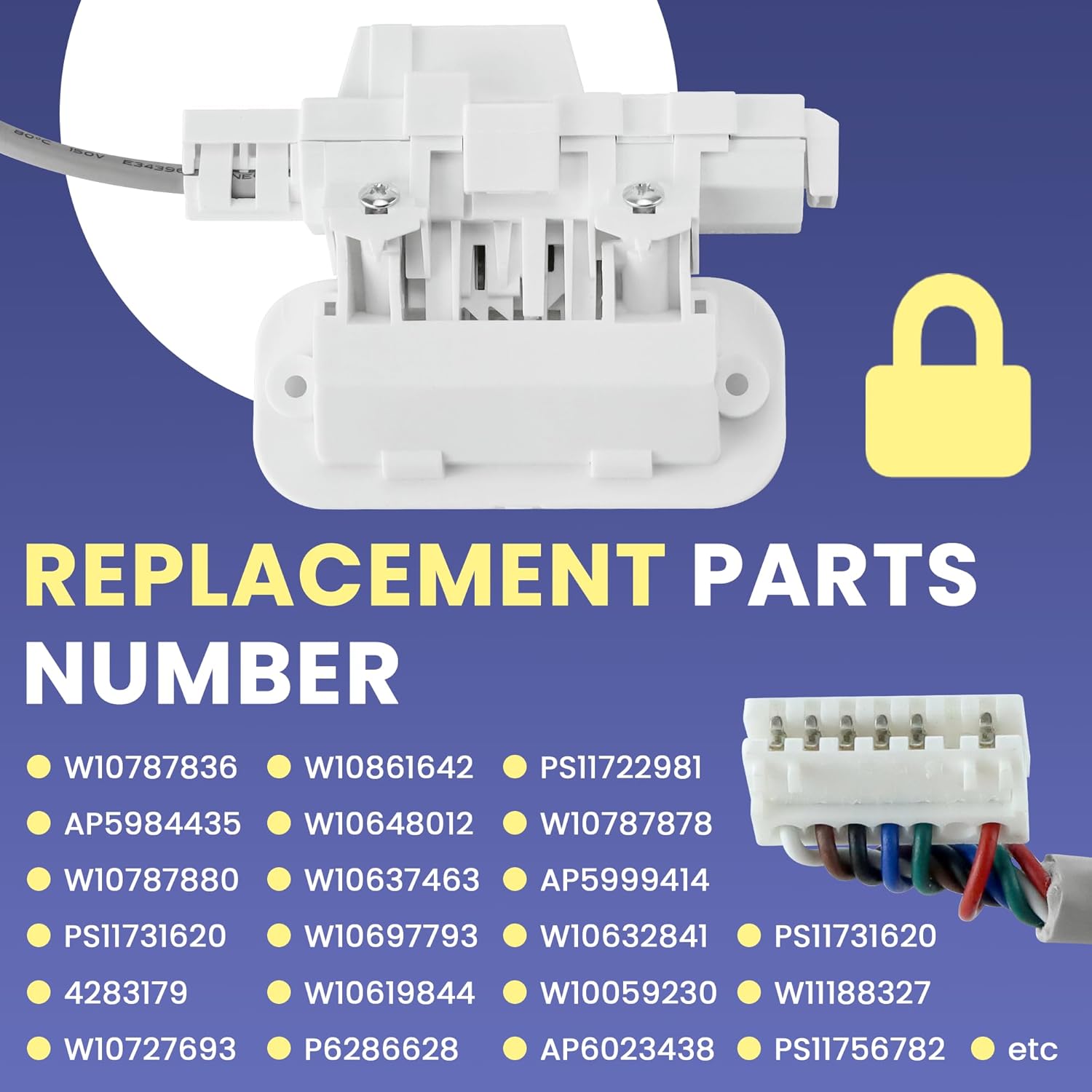 W10810403 W10787836 W10861642 Washer Lid Lock Latch Assembly Fit for May-tag Bravos XL, Whirl-pool Cabrio, Ken-more Series 600 700 Washer, Replace W10787878 W10637463, 20 Years Warranty by Fetechmate