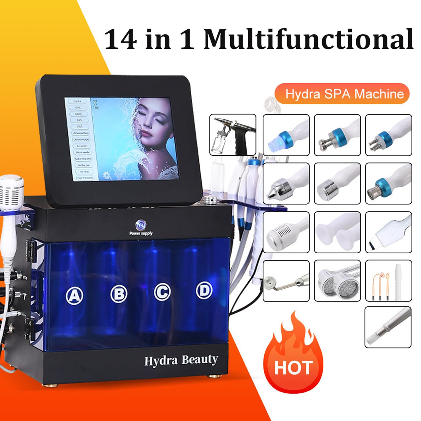 14-in-1-Hydra-Dermabrasionsgerät | Diamant-Peeling,Hydra-Wasserstrahl-Gesichtsbehandlung, Mikrodermabrasion,Gesichtsreinigung und Hydro-Facial-Schönheitsgerät