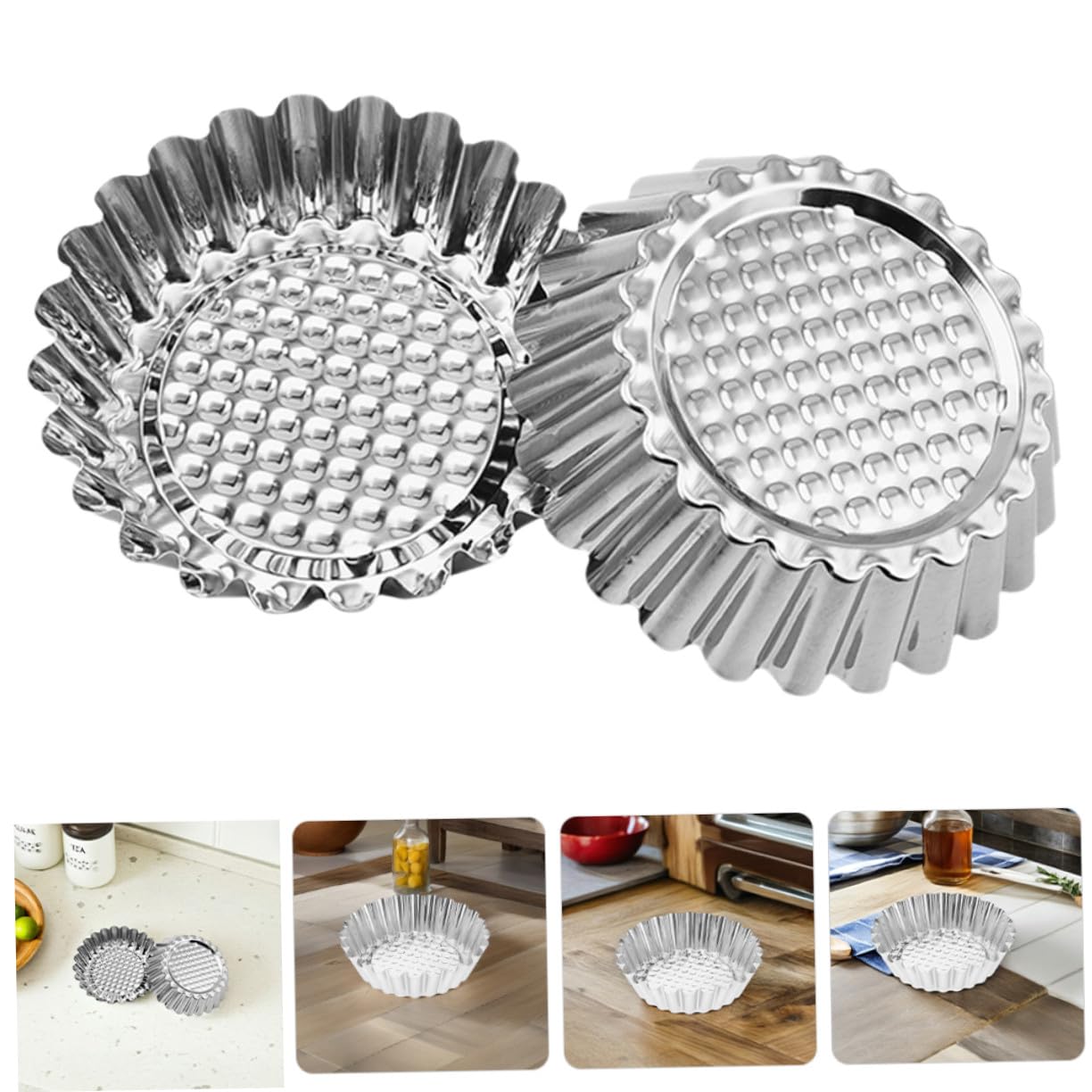 SOLUSTRE Moule à Tartelettes Rond en Acier Inoxydable 30 Pièces