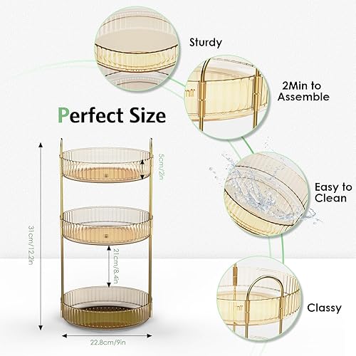 Miniatura 6 de Organizador de maquillaje giratorio de 360 grados para tocador, organizador giratorio de baño, bandeja de exhibición de cosméticos de almacenamiento