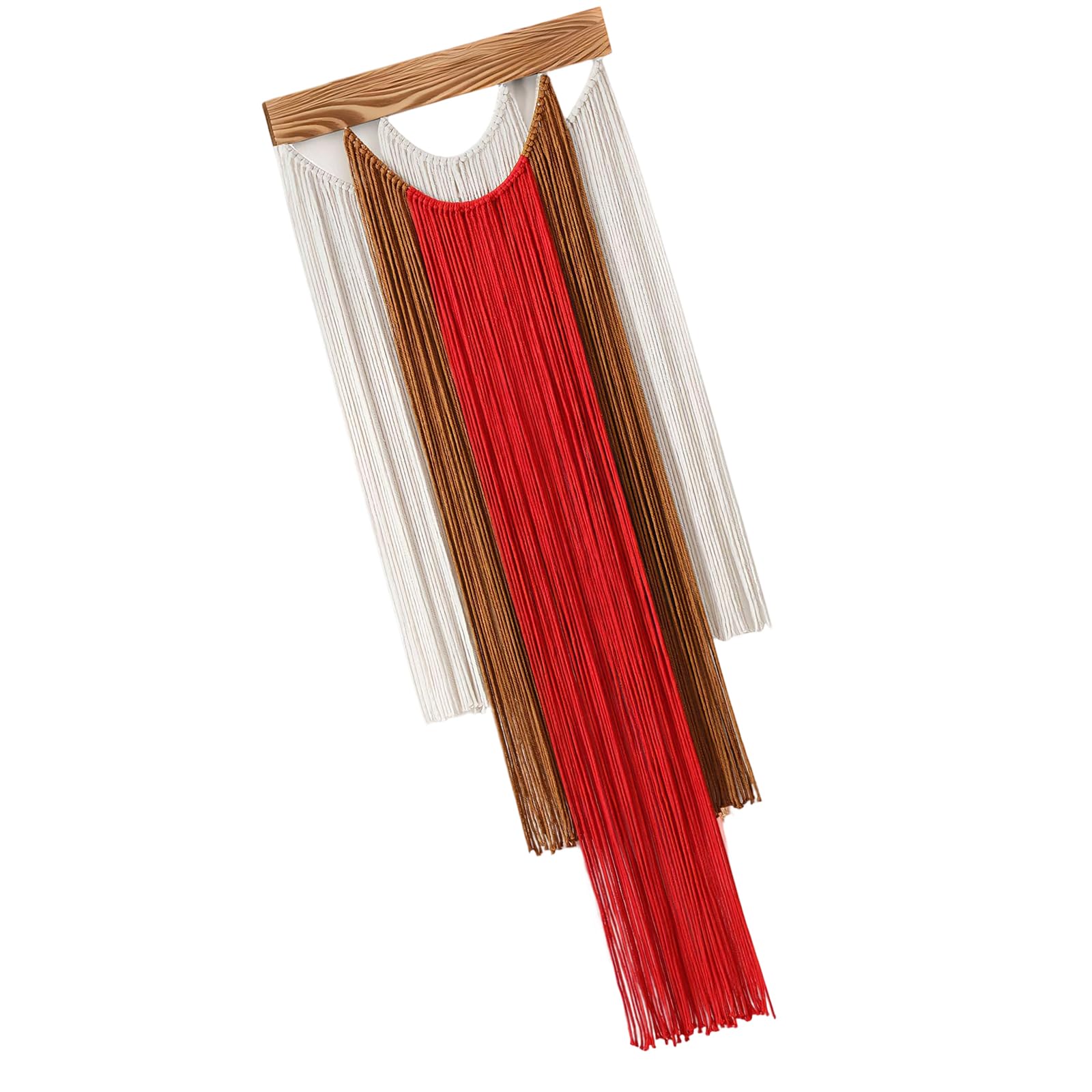 Buxuaaaa Macrames Wovens Wall Hanging Geometric Wovens Tapestry Bohemians Wall Art Decors with Tassels Craft Ornament Wooden Ornament with Long Tassels