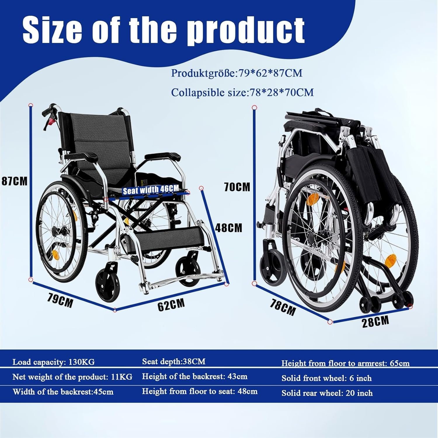 Silla de Ruedas Silla de Ruedas Ligera Plegable de Aluminio Silla de Ruedas de tránsito Ligera Luz Plegable,Silla de Ruedas de Viaje,Sillas de Ruedas autopropulsadas Plegables Red