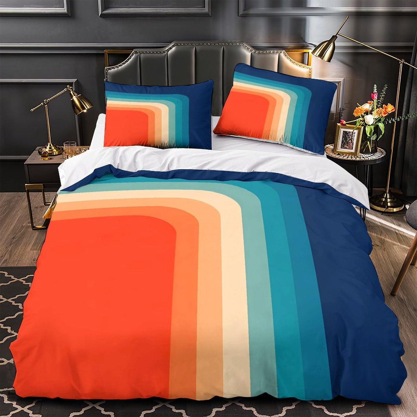 Housse de Couette Spirale Bleue 200x200 Parure de Lit 3D