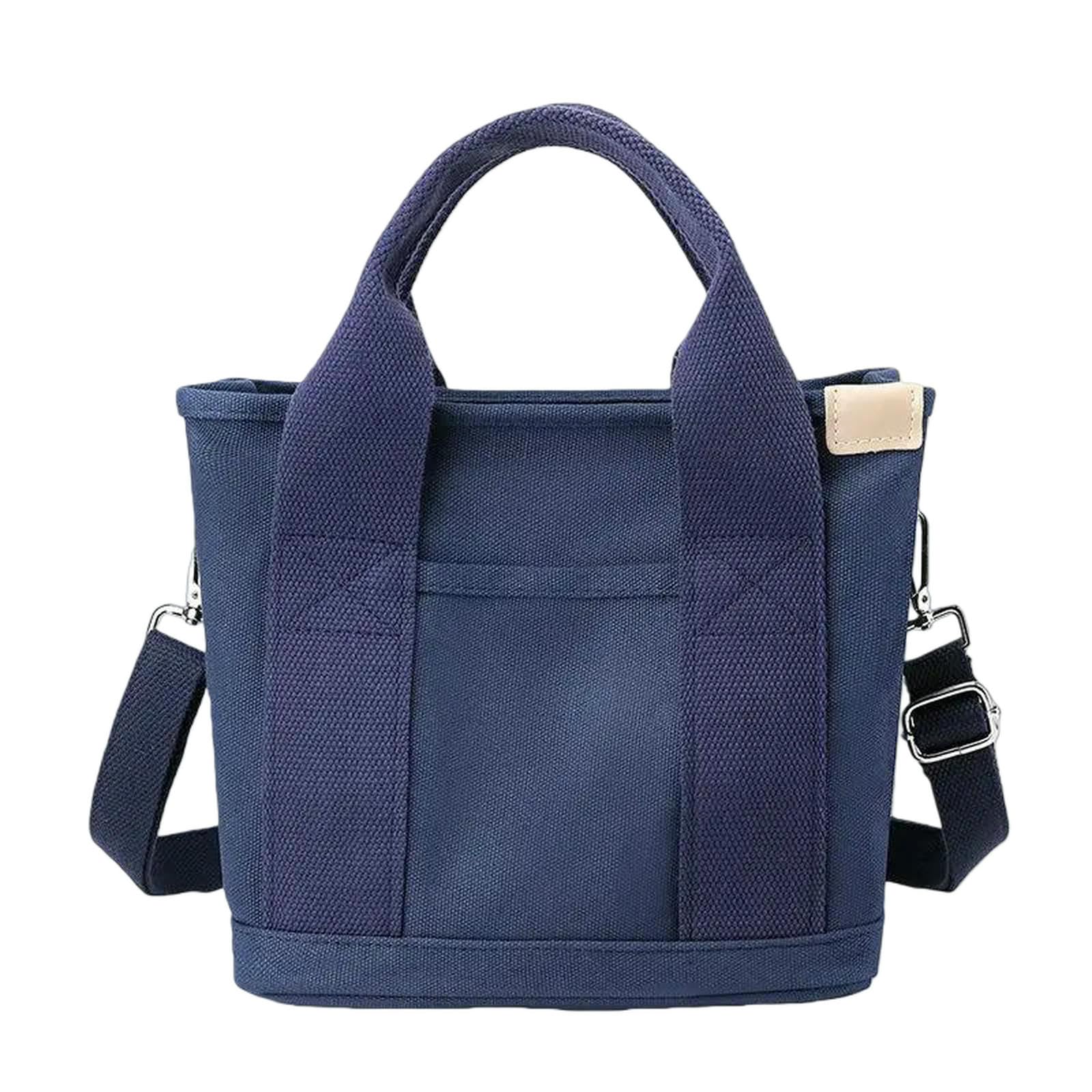Sac à bandoulière femme petit format seau toile zippé bleu pour téléphone portable