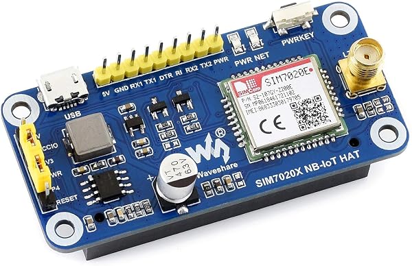 waveshare NB-IoT HAT for Raspberry Pi, Based on SIM7020E, B1/B3/B5/B8/B20/B28 Bands Controlled via Serial at Commands Support LWM2M/COAP/MQTT/TCP/UDP/HTTP/HTTPS, 3.3V/5V - 2