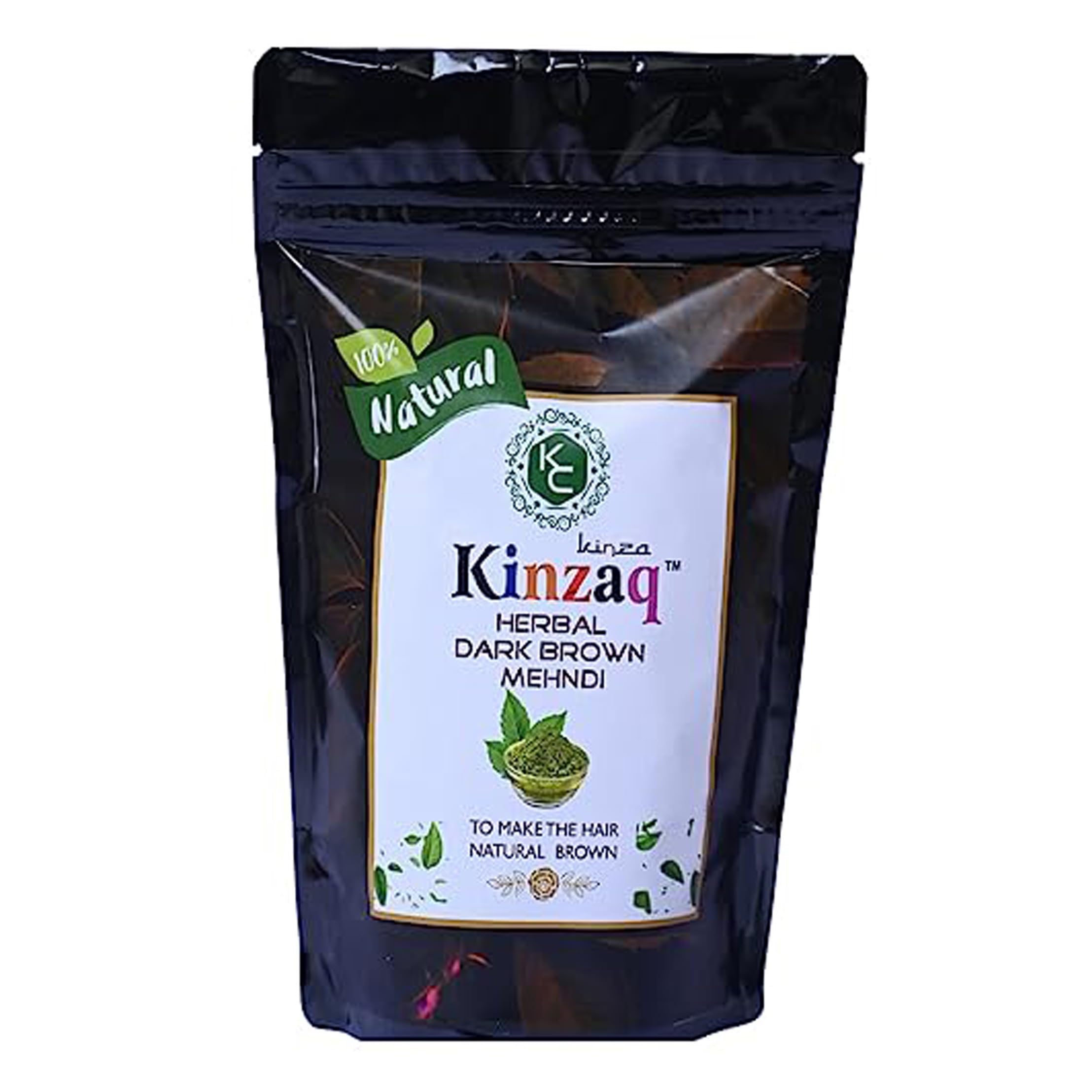Kinzaq Herbal Dark Brown Henna (Mehndi) -Ammoniya free semi hair beard dye/colour Pack of 10 (25Grams Each)