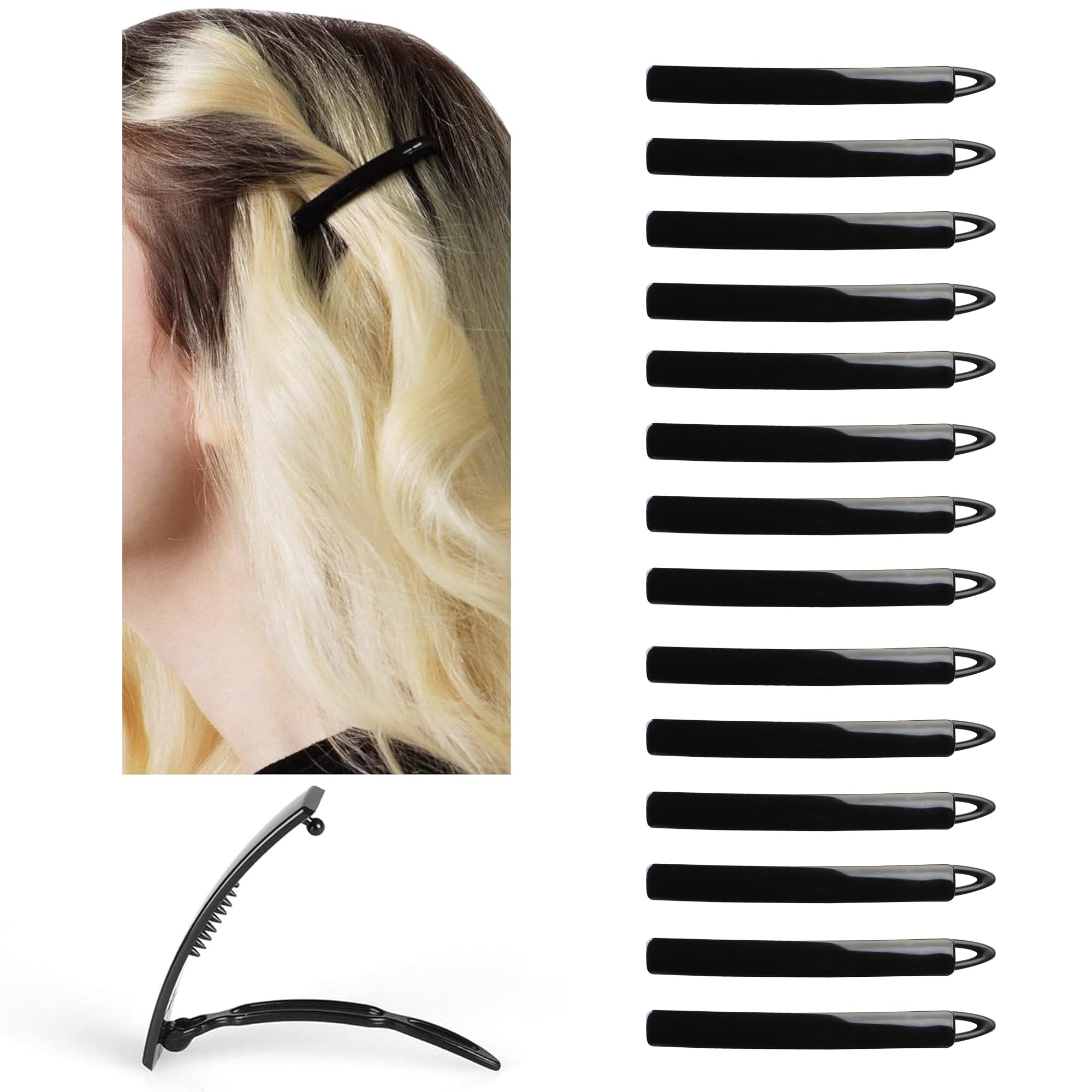 12-teiliges Haarspangen-Set für Damen und Mädchen, Haarspangen für dickes, dünnes, feines Haar, nicht-metallisches Haarzubehör, rutschfester Griff, handgefertigte Haarspange, BPA-frei