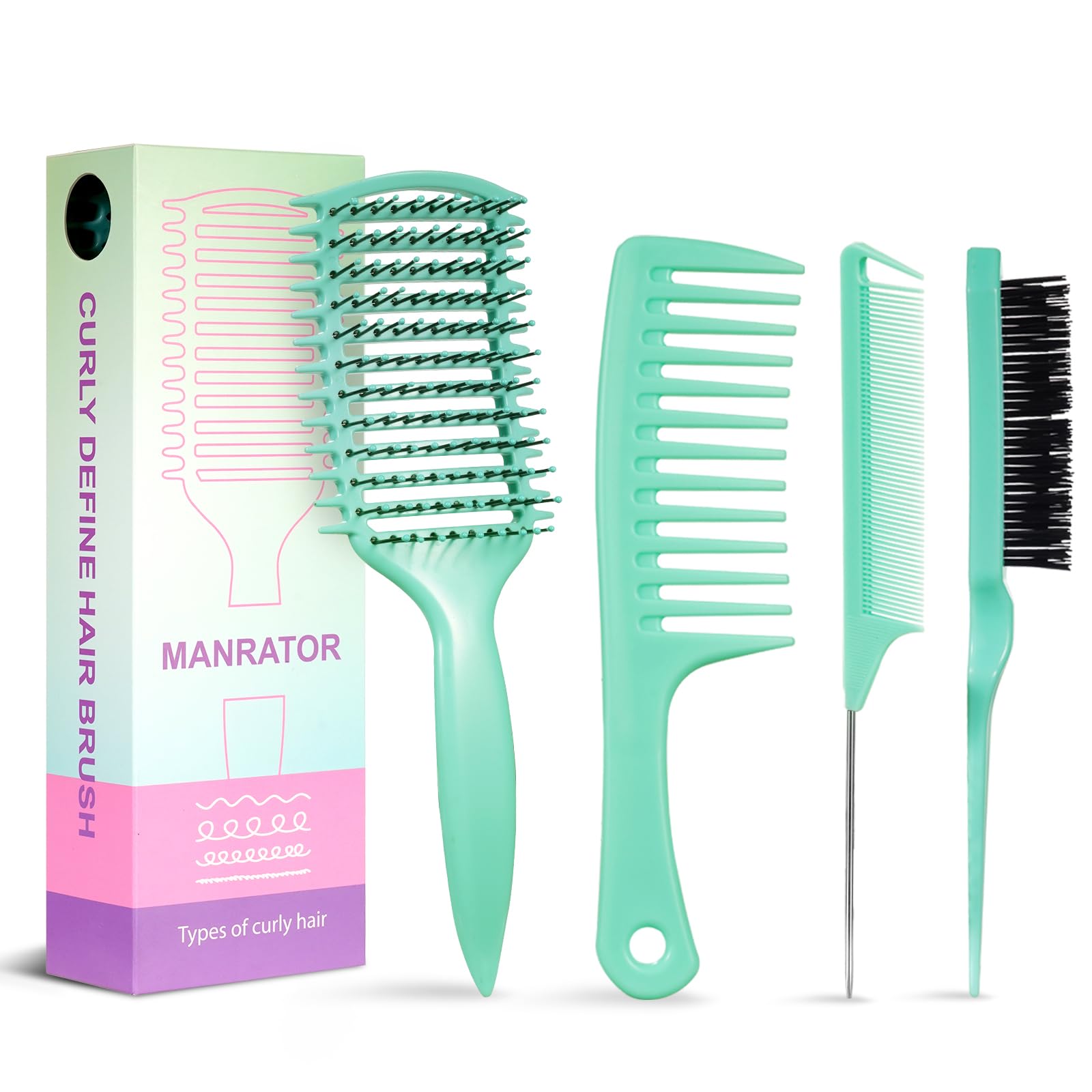 Cepillo definidor de rizos, cepillo de pelo rizado ventilado para desenredar sin esfuerzo, moldear y definir rizos de mujeres y hombres en todo tipo de cabello húmedo o seco, reduce el encrespamiento