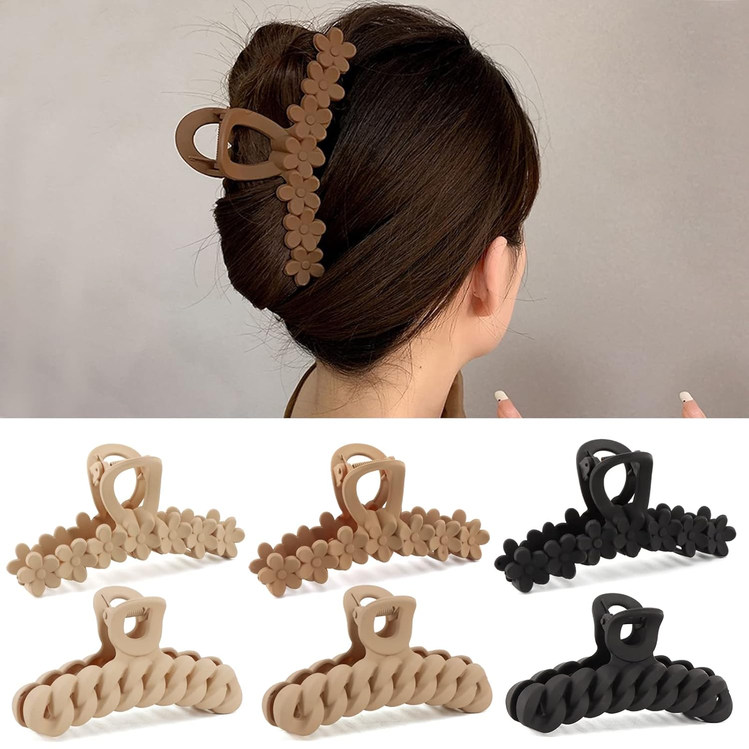 Hot One Flower Claw Clip & Chain Claw Clip Set of 6,Large