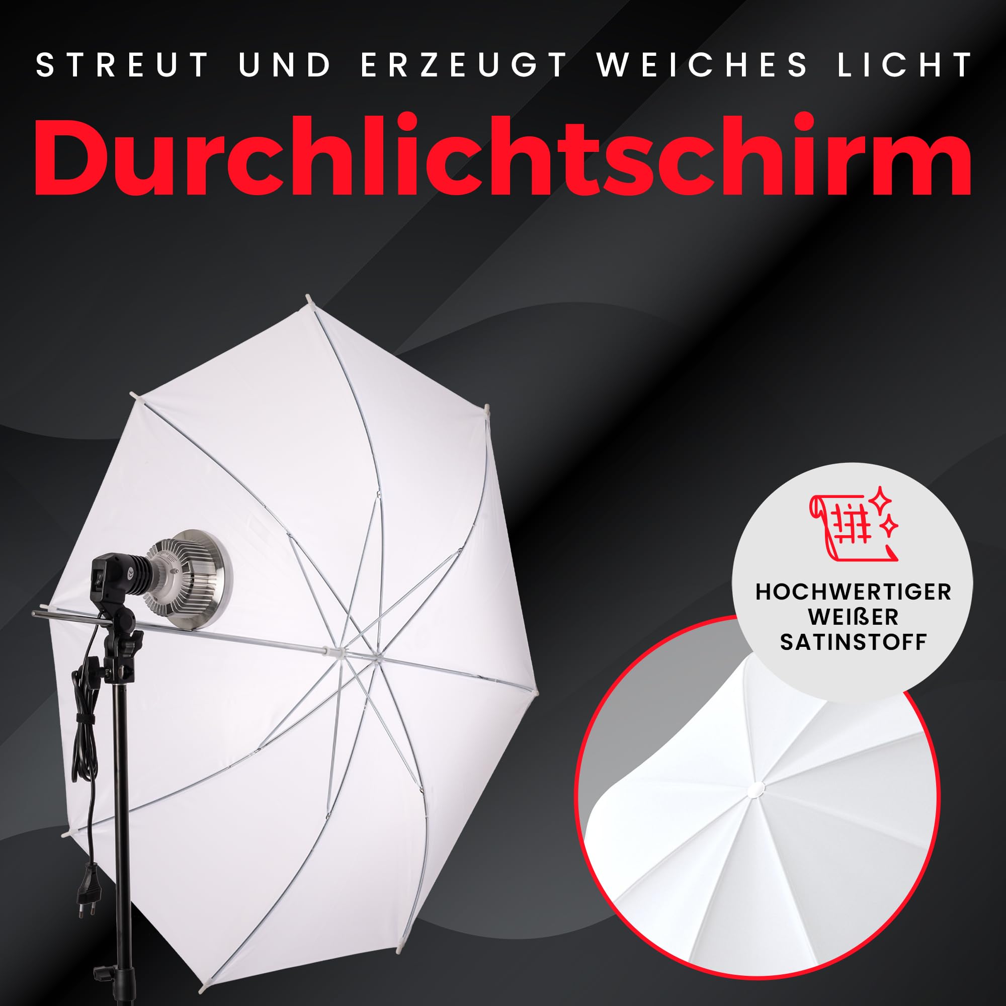 Fotostudio Set - Greenscreen (3 x 3 m) mit Ständer (3 x 2,6 m) - Softbox mit Lampen Set - Green Screen Fotohintergrund - Reflektor - Studiolicht Fotolampe - Streaming Fotografie Hintergrund