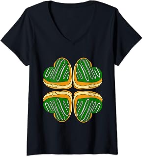 Womens Boston Cream Donut Art St Patricks Day Funny Irish Food Meme V-Neck T-Shirt