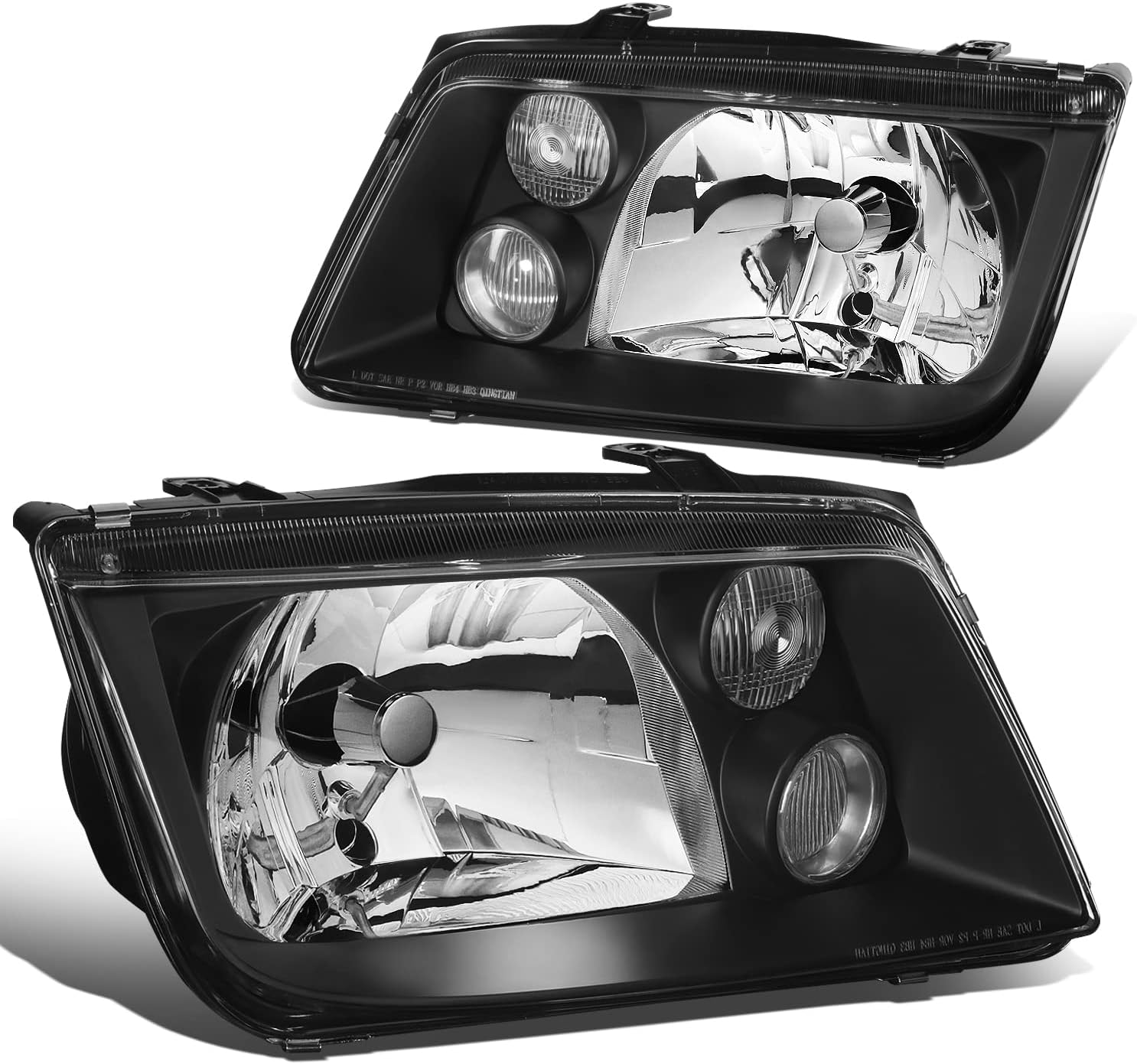 DNA MOTORING HL-OH-VWJE99-BK Pair of Black Housing Euro-Spec E-Code Style Headlights Compatible with 99-05 Jetta MKIV,Left & Right Side