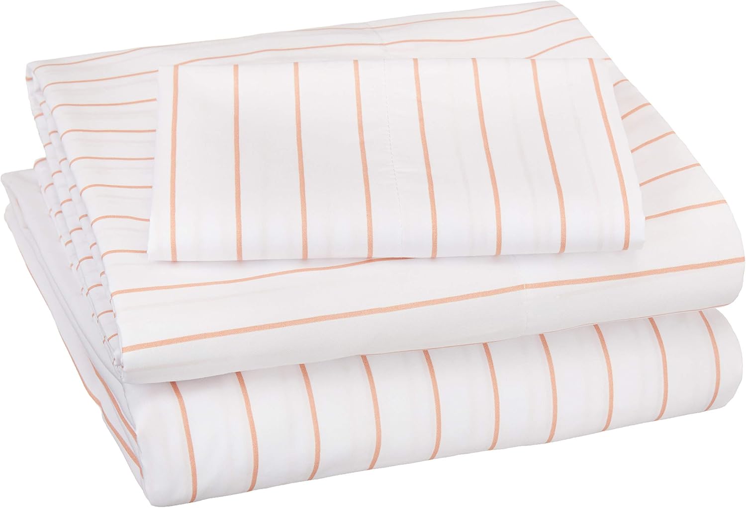  Basics Soft Microfiber Sheet Set with Elastic Pockets - Full, Salmon Simple Stripe: Home & Kitchen