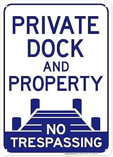 Private Dock And Property No Trespassing Sign, 10x14 Inches, 55 mil thick HDPE (high density polyethylene), Made in USA by My Sign Center