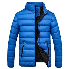 Lightweight Puffer Jacket Men Stand Collar Jacket Zip up Padded Coat Warm Down Jacket Thermal Outwear Quilted Jacket