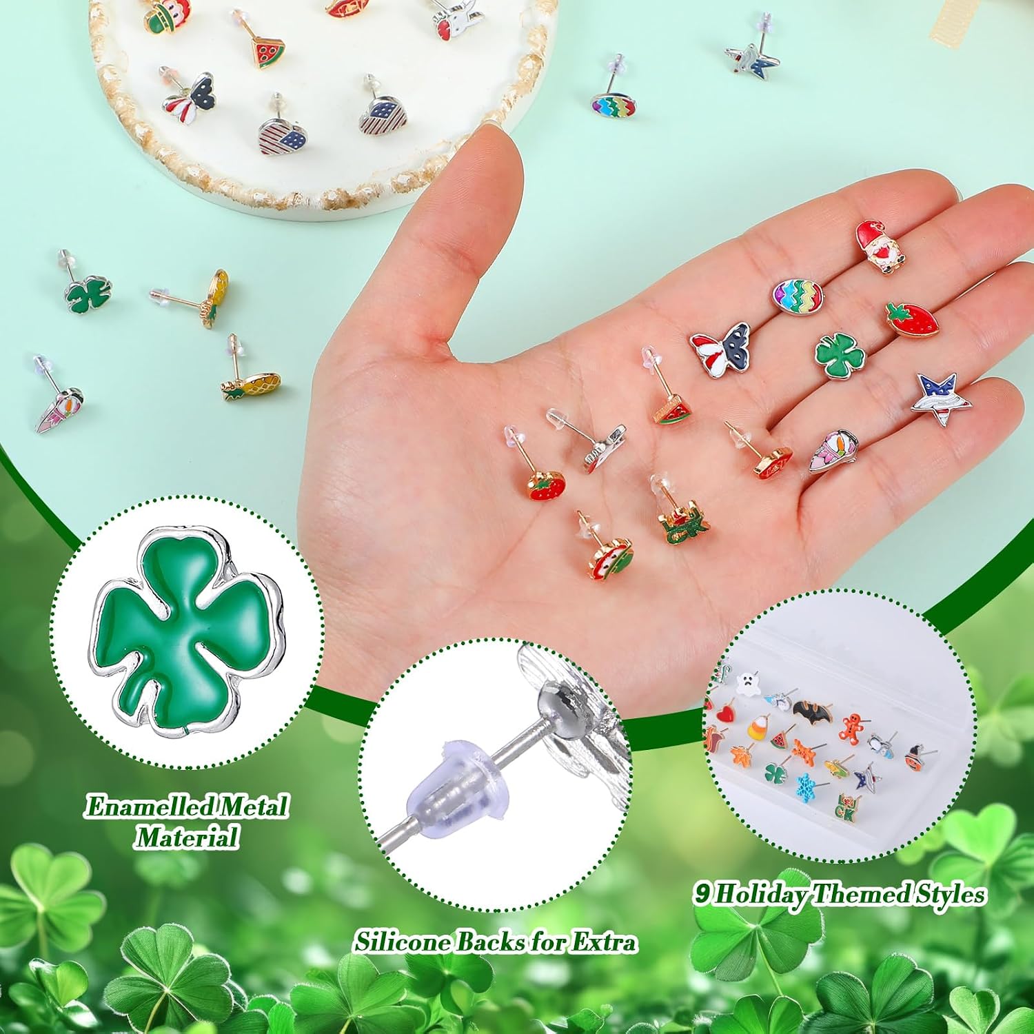 Nosiny 36 Pairs Holiday Earrings Variety Pack 4th of July Summer Gifts for Women Teacher Party Favors