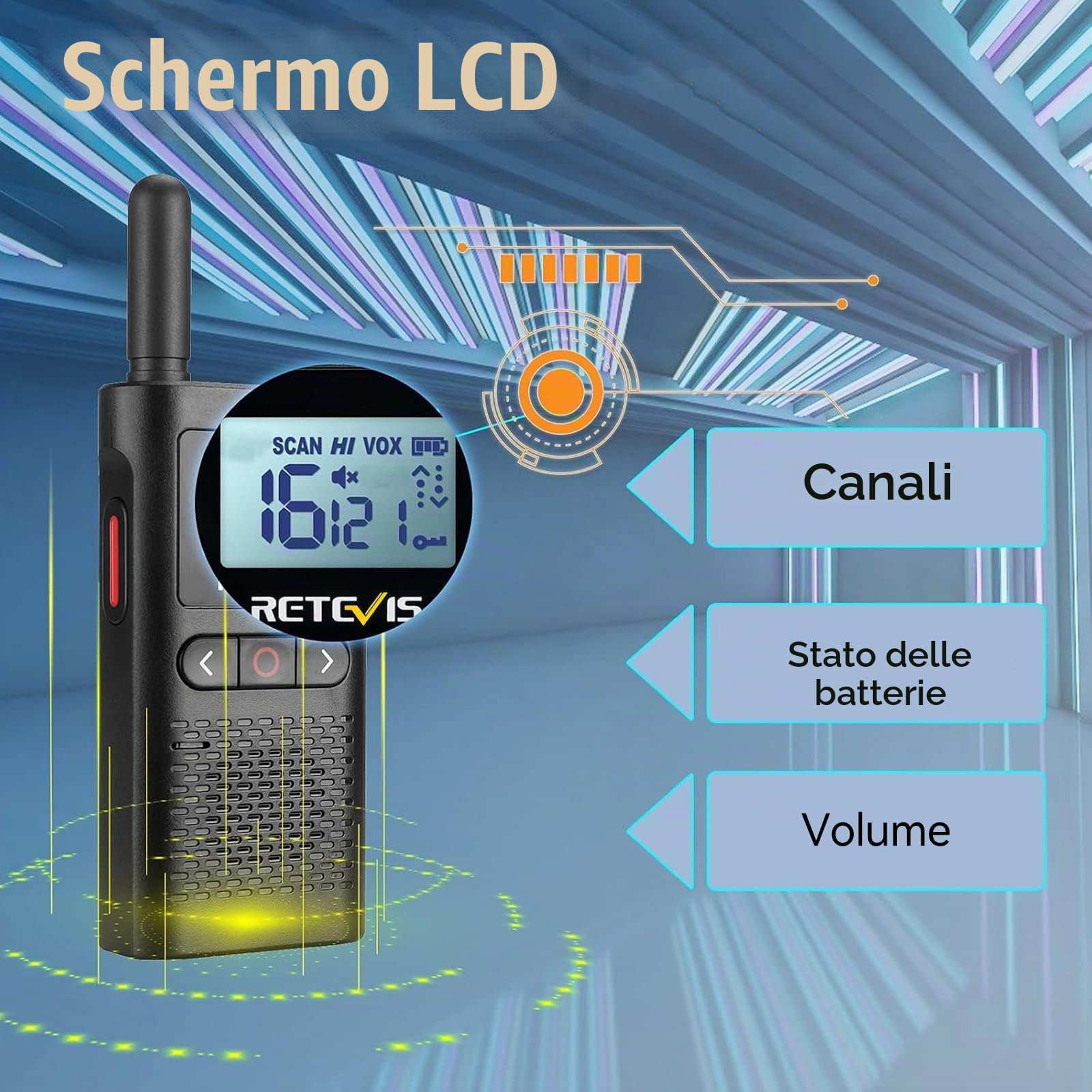 Retevis RB628 Walkie Talkie, PMR446 Mini Walkie-Talkie Professionali 1500mAh, Schermo LCD VOX, 1500mAh Ricetrasmittenti Ricaricabili con Auricolare per Scuola, Hotel, Ristoranti (10PZ, Nero)