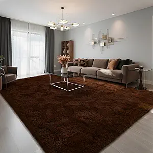 HOMORE Living Room Rug 6x9 Area Rug, Brown Rugs for Living Room Bedroom, Large Fluffy Rugs Super Soft Carpet for Kids Room Classroom Dorm Home