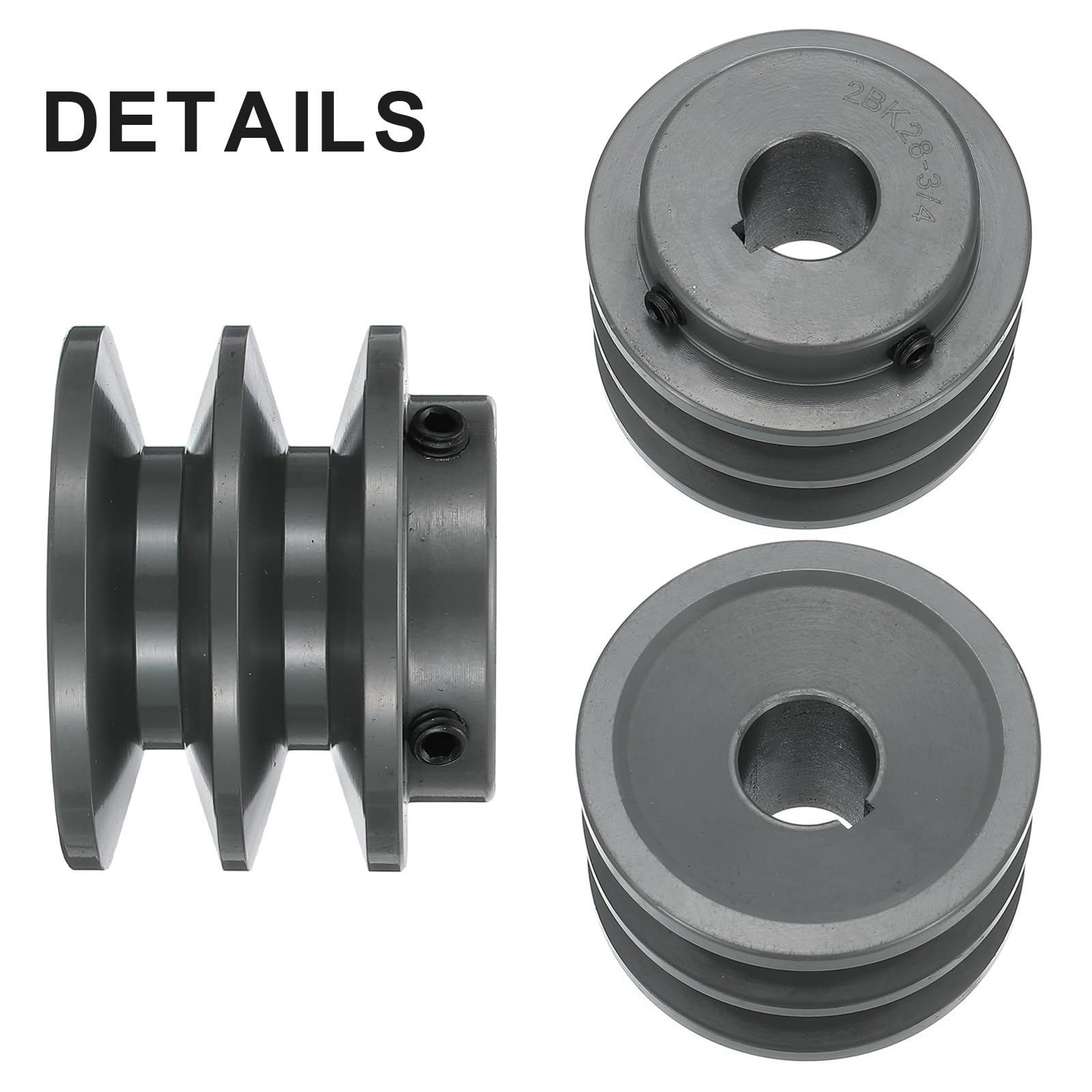 QUARKZMAN 2BK28-3/4 Puleggia A V 3/4" Foro 2.95" Diametro Esterno Doppia Scanalatura Puleggia Con Raggi Forata Su Misura Ghisa Sezione Cinghia Per 3L O B Cinghia