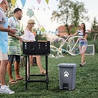 Vista 5 de Cubo de basura para excrementos de perro al aire libre, estación de residuos de perros con tapa, pedal manos libres, contenedor de basura