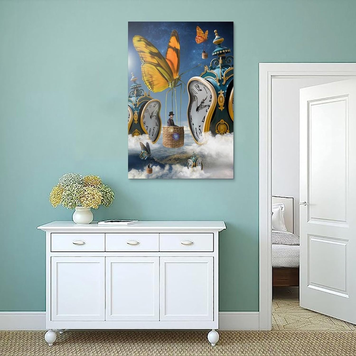 Jkeyfody Surrealism Posters Butterfly Clock Salvador Dali Art Canvas Posters Decorative Room Aesthetic Bedroom Wall Art Poster Office Home Modern Hanging Picture 24x36inch(60x90cm)