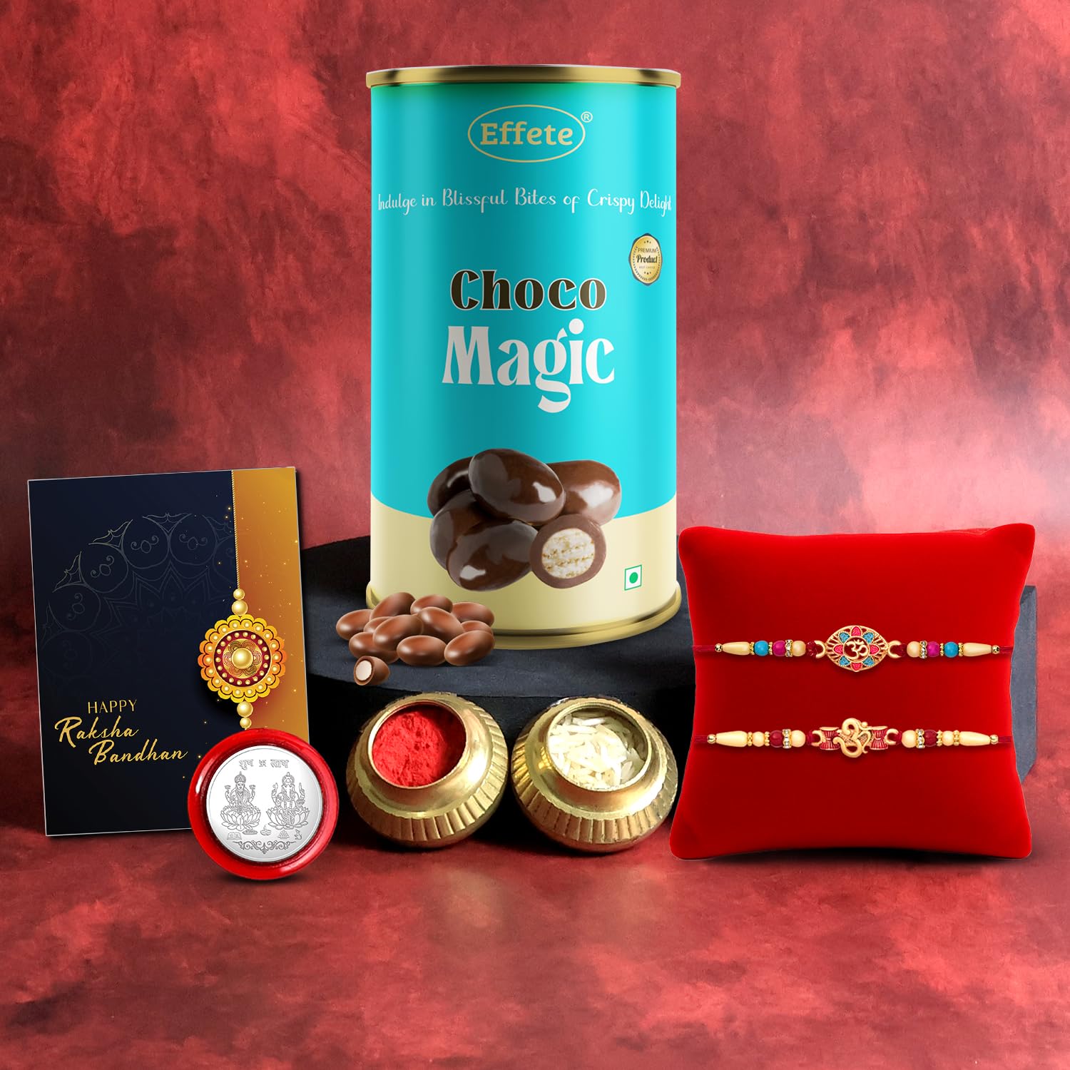 DeoDap Rakhi (K2_425+426_CM) & Chocolate Magic, Rakhi for brother with gift, Rakhi with chocolate, rakhi combo for brother, Set of 2 Rakhi, Effete Chocolate-image-21